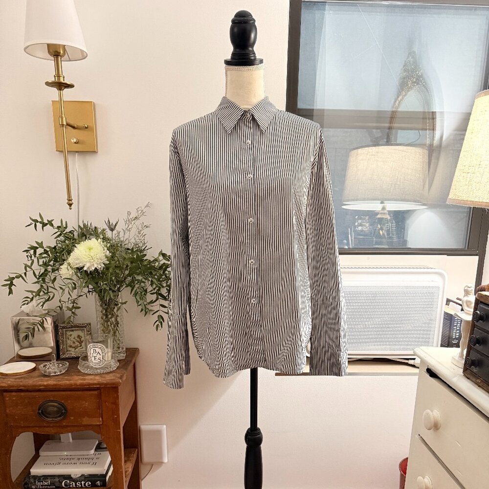 Misha Nonoo Husband Shirt Black & White Stripe - Silver Studs